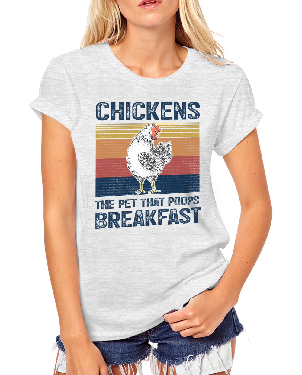 Women’s Vintage T-Shirts – Chickens The Pet That Poops Breakfast Funny ...