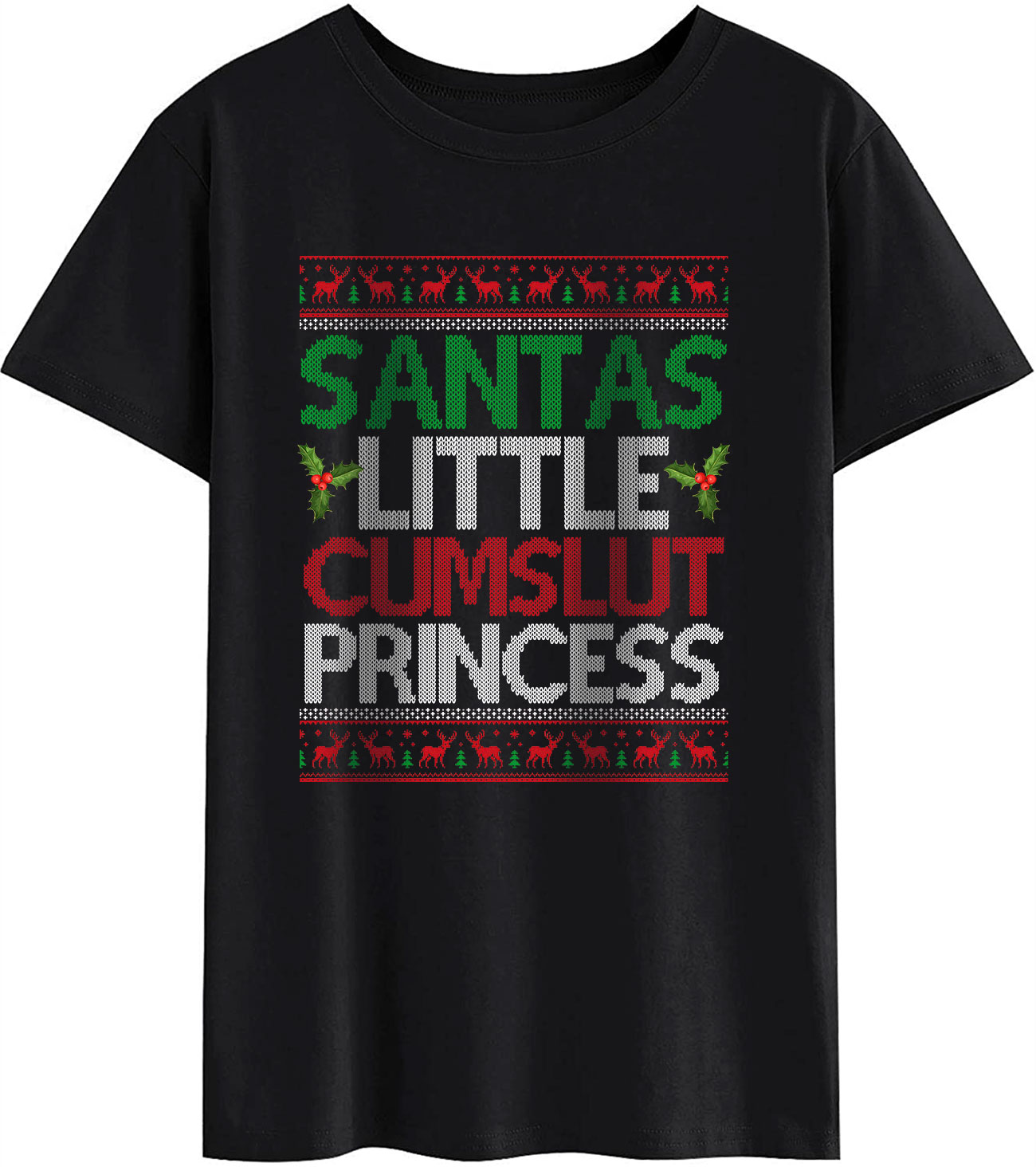 Women’s Funny T-Shirts – Santas Little Cumslut Princess Funny Naughty ...