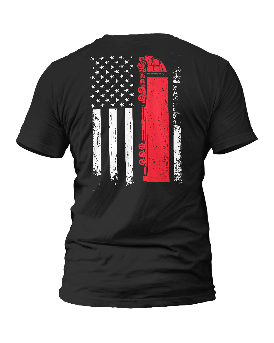 Men’s Graphic T-Shirts – US American Flag Semi Truck Driver 18 Wheeler ...