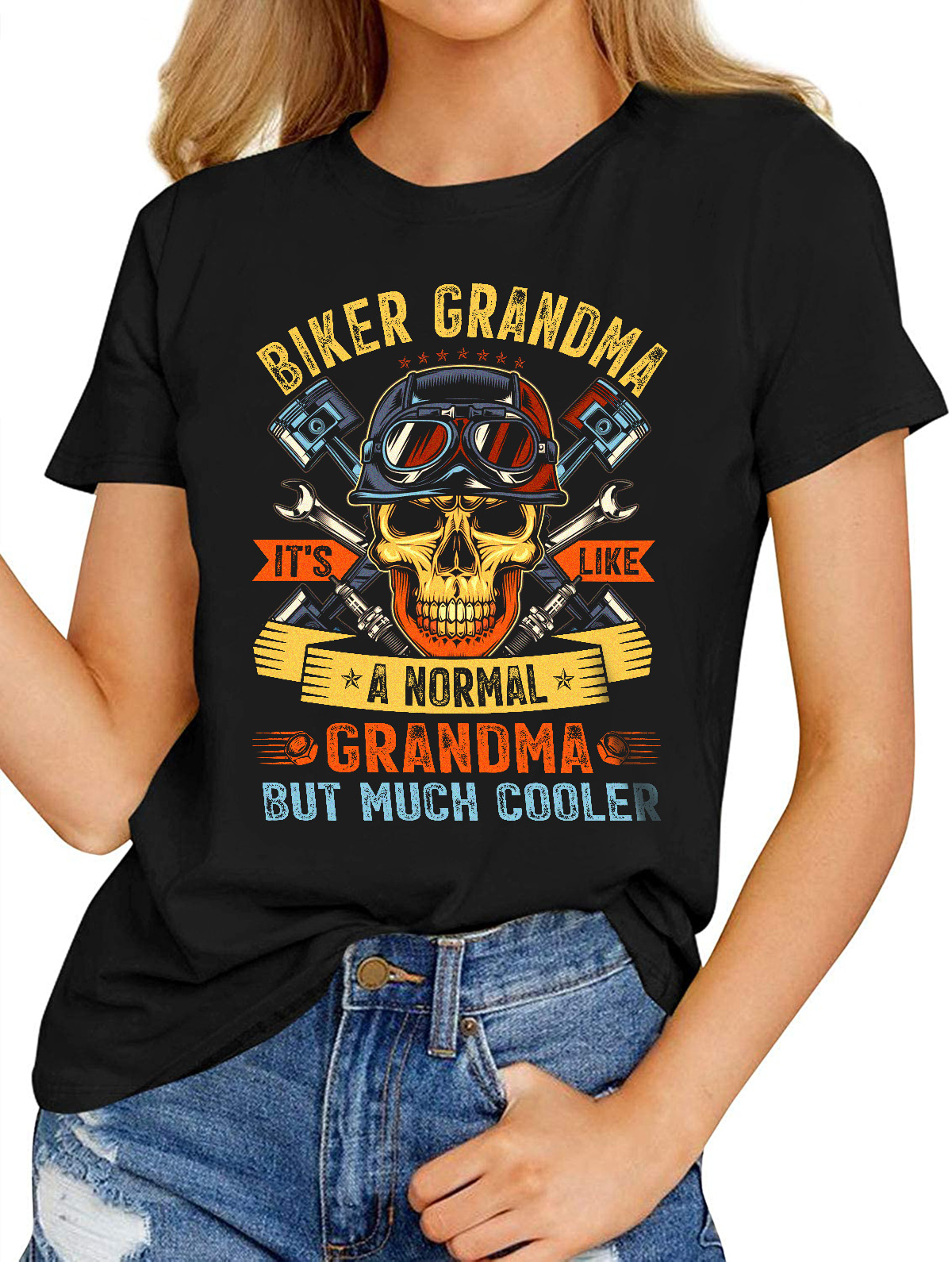 Women’s Fashion T-Shirts – Retro Biker Grandma Motorcycle Mother’s Day ...